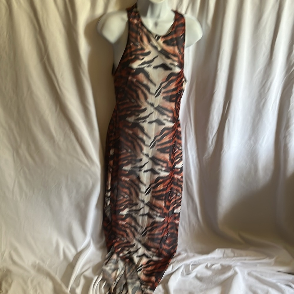 ICON Orange Black Zebra Print Swim Coverup